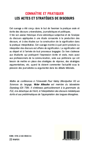 Connaître et pratiquer les actes et stratégies de discours (9782343006536-back-cover)