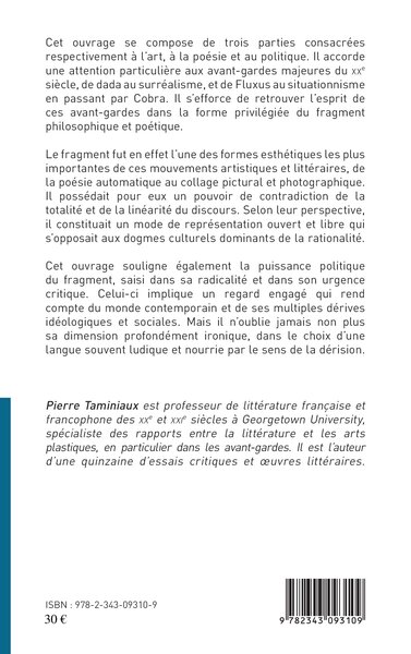 L'ellipse et le cercle, Art, poésie, politique (9782343093109-back-cover)