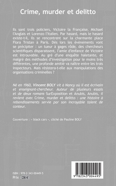 Crime, murder et delitto, roman (9782343004495-back-cover)