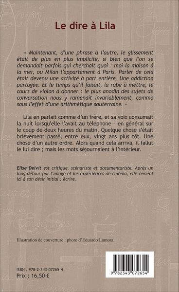 Le dire à Lila, Roman (9782343072654-back-cover)