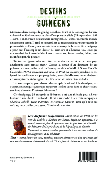 Destins guinéens, Mémoires d'un rescapé du goulag de Sékou Touré (9782343000985-back-cover)