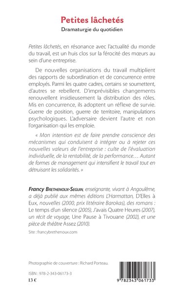 Petites lâchetés, Dramaturgie du quotidien (9782343061733-back-cover)