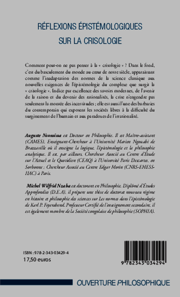 Réflexions épistémologiques sur la crisologie (9782343034294-back-cover)