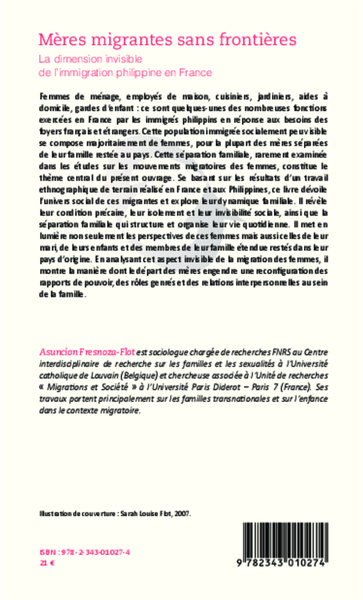 Mères migrantes sans frontières, La dimension invisible de l'immigration philippine en France (9782343010274-back-cover)