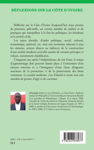 Réflexions sur la Côte d'Ivoire (9782343078977-back-cover)