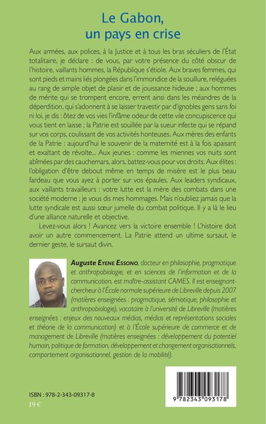 Le Gabon, un pays en crise (9782343093178-back-cover)