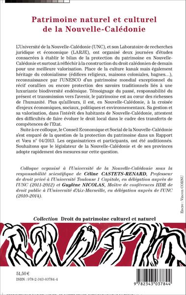 Patrimoine naturel et culturel de la Nouvelle-Calédonie (9782343037844-back-cover)