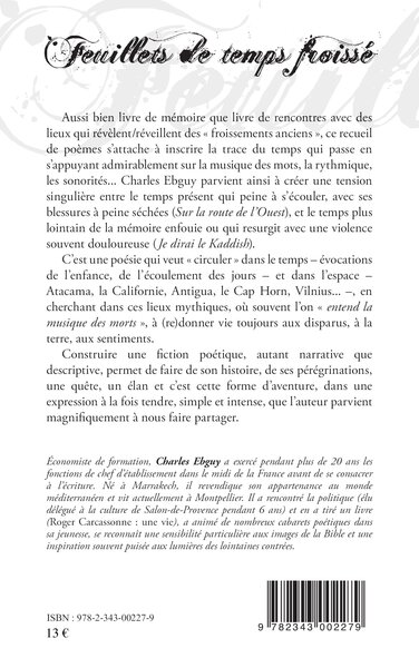 Feuillets de temps froissé, Poèmes 2008-2012 (9782343002279-back-cover)