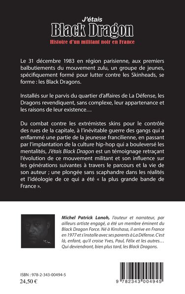 J'étais Black Dragon, Histoire d'un militant noir en France (9782343004945-back-cover)