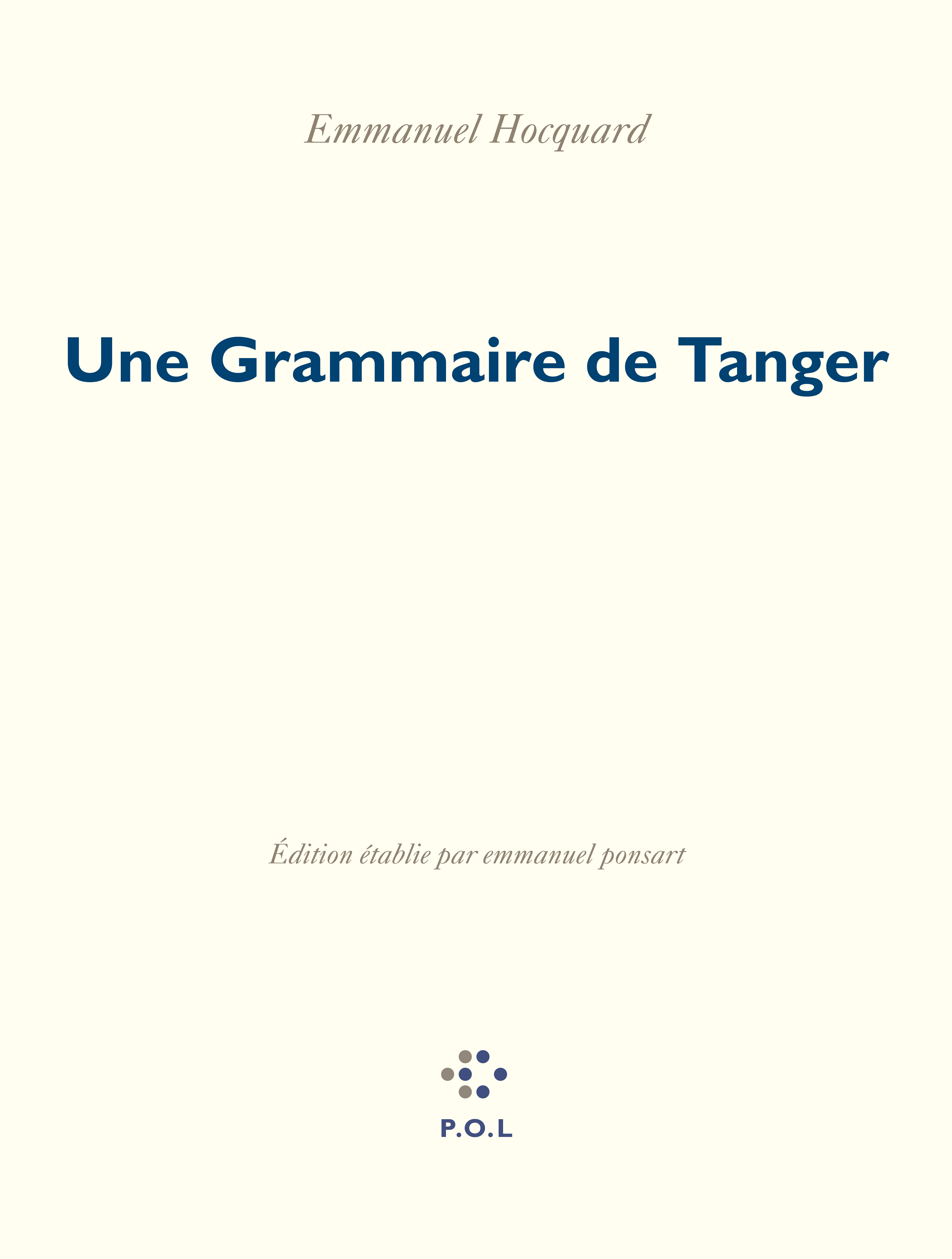 Une Grammaire de Tanger (9782818052945-front-cover)