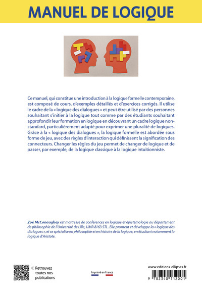 Manuel de logique. Introduction à la logique des dialogues, Exercices corrigés (9782340112001-back-cover)