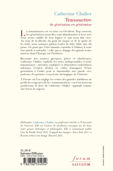 Transmettre de génération en génération (9782706724954-back-cover)