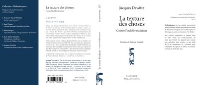 La texture des choses, Contre l´indifférenciation (9782706727023-back-cover)