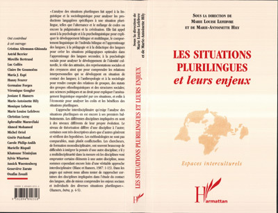 Les situations plurilingues et leurs enjeux (9782894890318-front-cover)