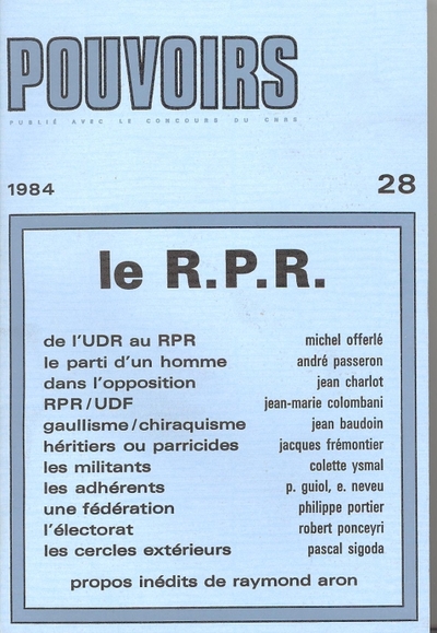 Pouvoirs, n° 28, Le RPR (9782130385356-front-cover)