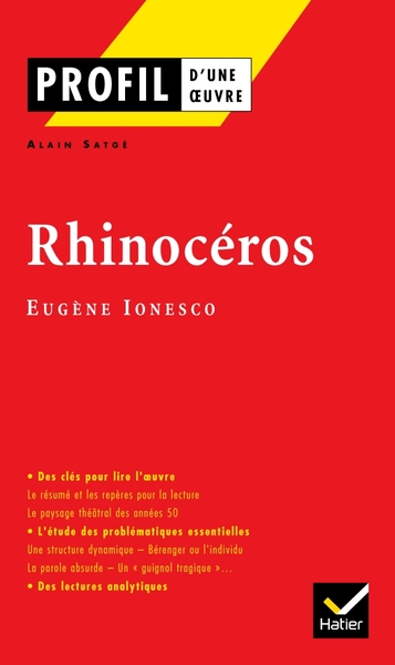 Profil - Ionesco (Eugène) : Rhinocéros, analyse littéraire de l'oeuvre (9782218741197-front-cover)