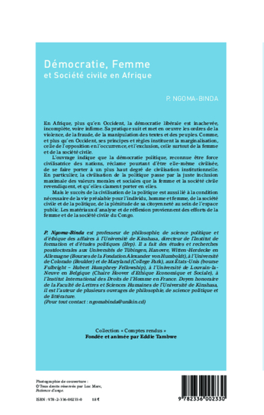 Démocratie, Femme et Société civile en Afrique (9782336002330-back-cover)