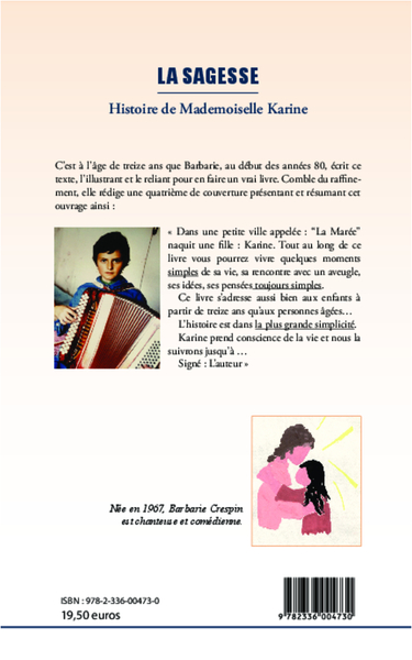 Sagesse, Histoire de Mademoiselle Karine (9782336004730-back-cover)