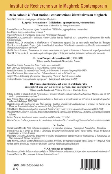 De la colonie à l'Etat-nation : constructions identitaires au Maghreb (9782336008950-back-cover)