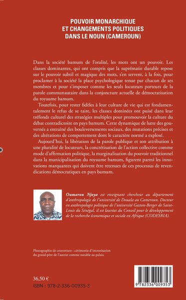 Pouvoir monarchique et changements politiques dans le Noun (Cameroun) (9782336009353-back-cover)