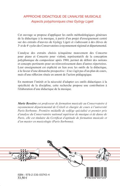 Approche didactique de l'analyse musicale, Aspects polyphoniques chez György Ligeti (9782336007434-back-cover)