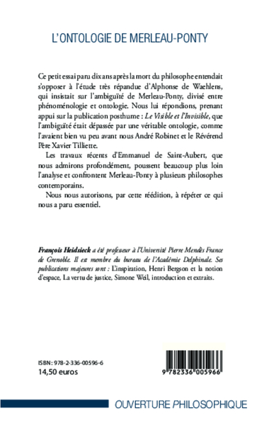 L'ontologie de Merleau-Ponty (9782336005966-back-cover)