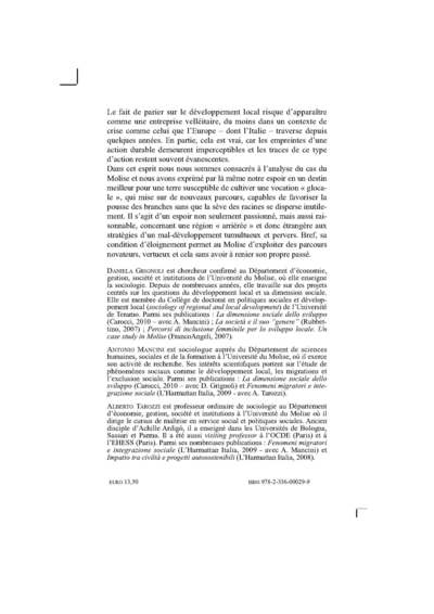 Développement local en Italie, Le cas du Molise (9782336000299-back-cover)