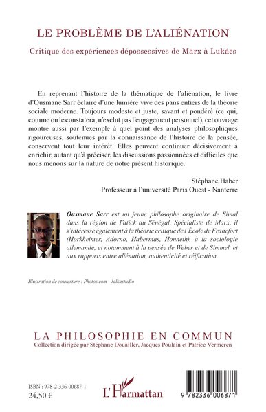 Problème de l'aliénation, Critique des expériences dépossessives de Marx à Lukacs (9782336006871-back-cover)