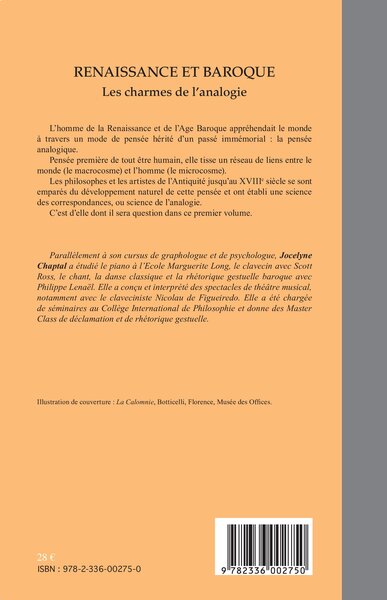 Renaissance et baroque (Tome 1), Les charmes de l'analogie (9782336002750-back-cover)
