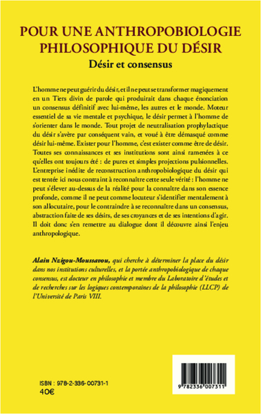 Pour une anthropobiologie philosophique du désir, Désir et consensus (9782336007311-back-cover)