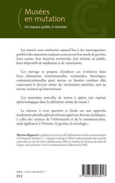 Musées en mutation, Un espace public à revisiter (9782336003917-back-cover)