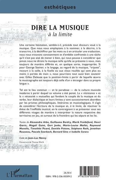 Dire la musique, A la limite (9782336003092-back-cover)