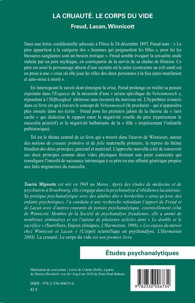 La cruauté, Le corps du vide - Freud, Lacan, Winnicott (9782336006734-back-cover)