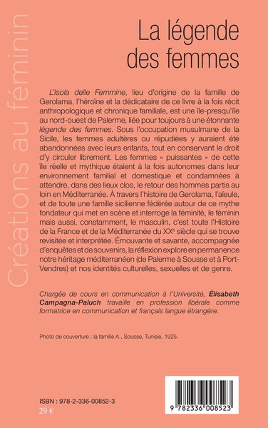 La légende des femmes, Récit anthropologique (9782336008523-back-cover)