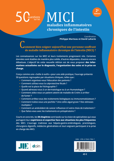 50 questions sur les MICI - maladies inflammatoires chroniques de l'intestin (2e édition) (9782704017867-back-cover)