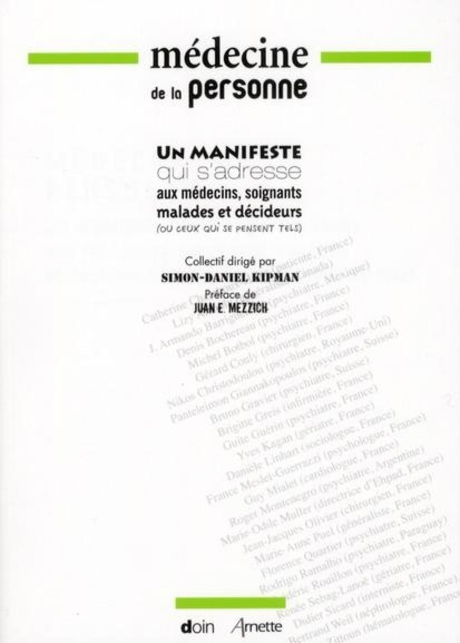 Médecine de la personne, Un manifeste qui s'adresse aux médecins, soignants, malades et décideurs (ou ceux qui se pensent tels) (9782704013418-front-cover)