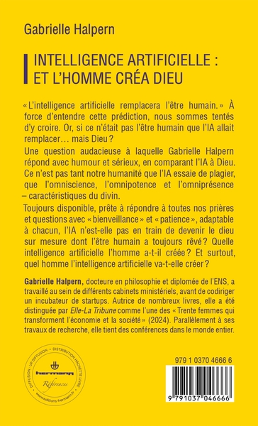 Intelligence artificielle : et l'homme créa Dieu (9791037046666-back-cover)