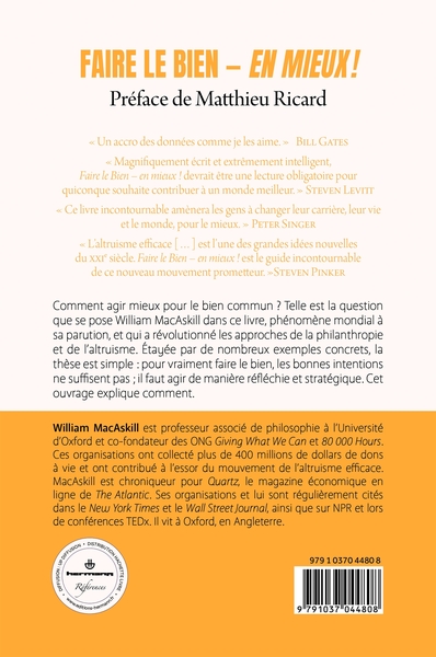 Faire le bien, en mieux !, L'altruisme efficace (9791037044808-back-cover)
