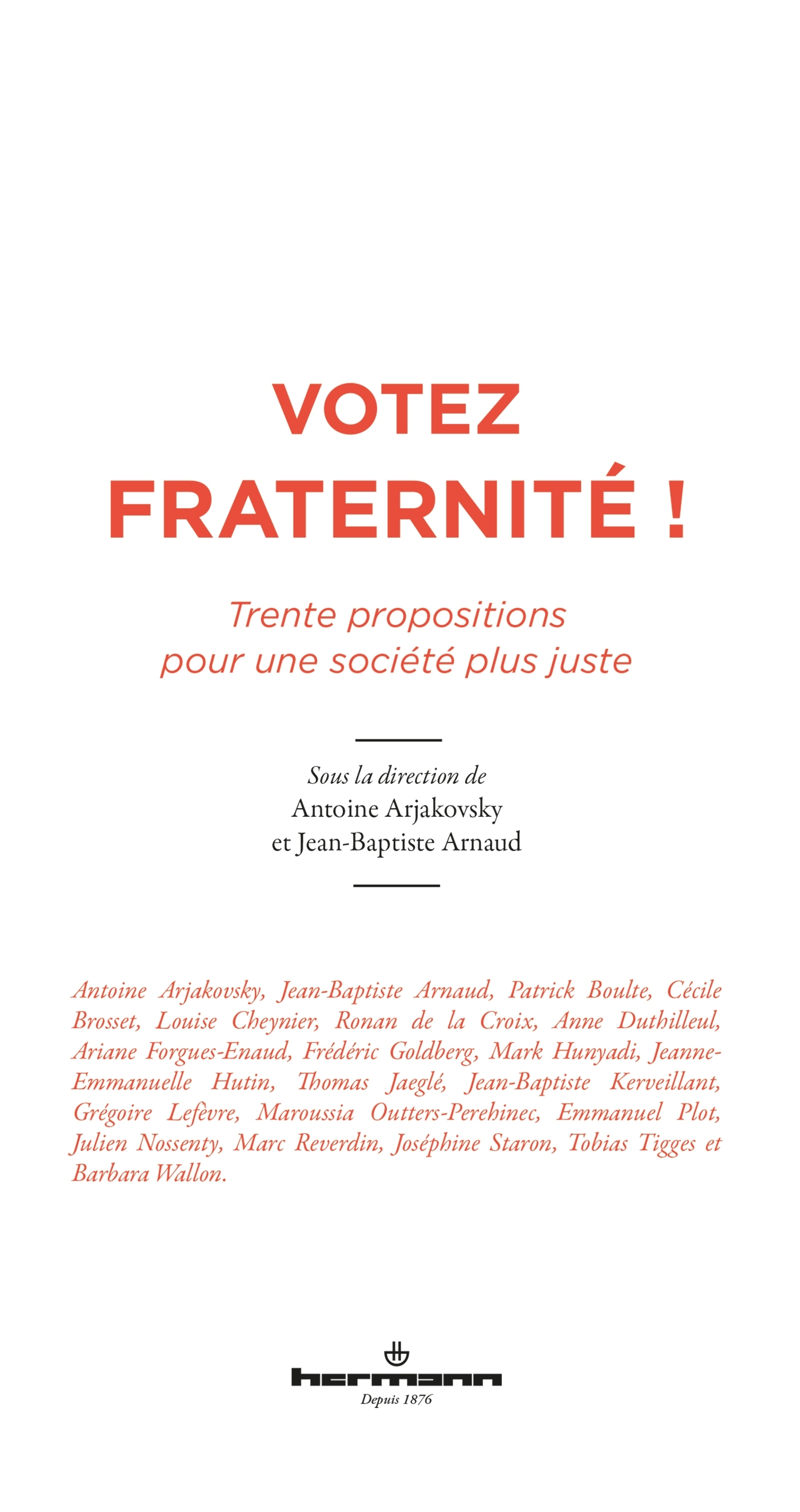 Votez fraternité !, Trente propositions pour une société plus juste (9791037010124-front-cover)