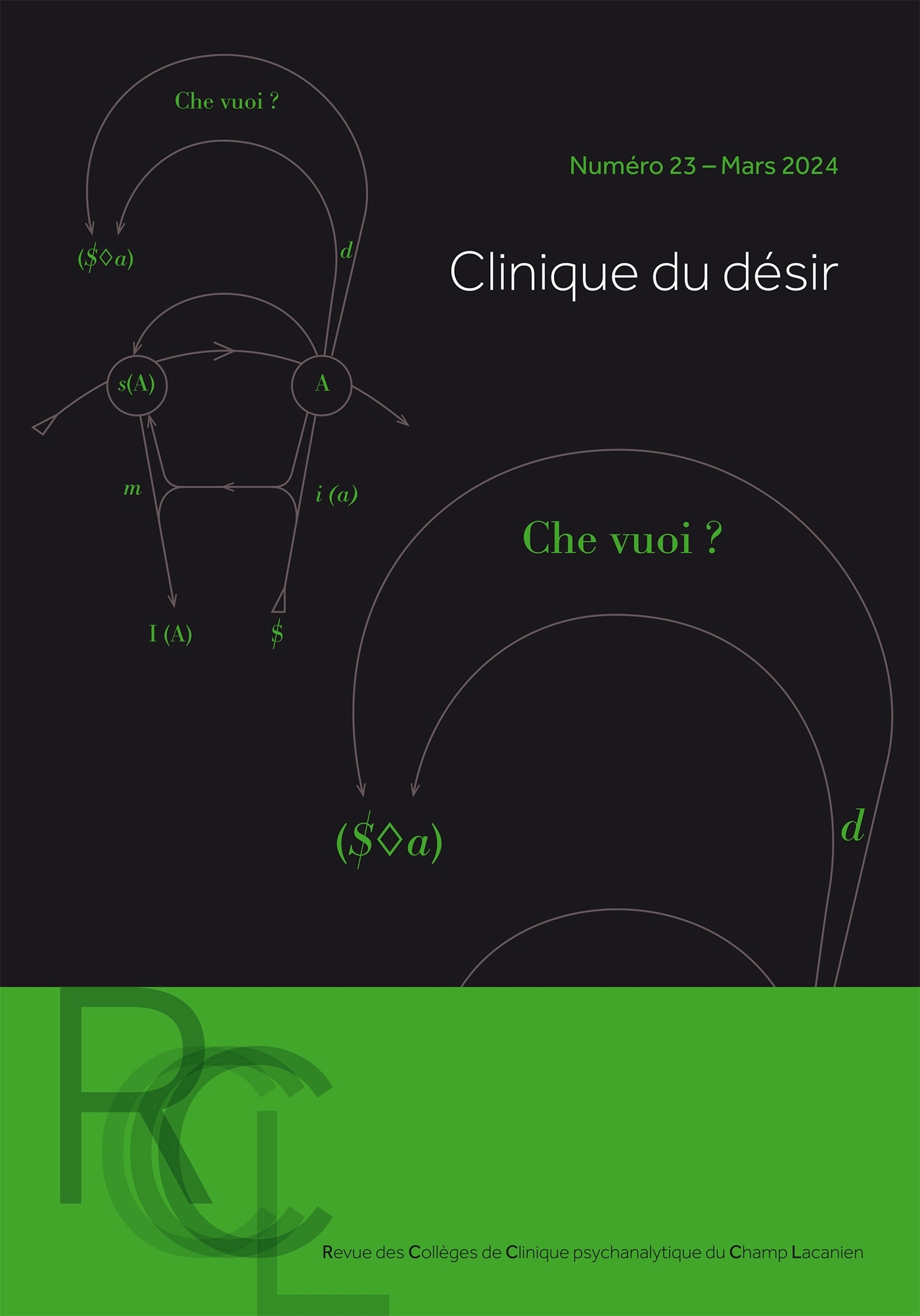 Revue des Collèges de Clinique psychanalytique du Champ Lacanien n°23, Clinique du désir (9791037038517-front-cover)