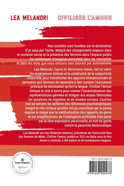 Civiliser l'amour, Dépasser la domination masculine, la violence et le harcèlement (9791037040978-back-cover)