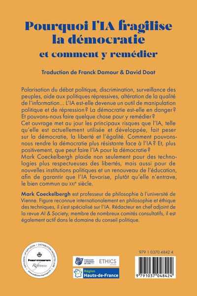 Pourquoi l'IA fragilise la démocratie et comment y remédier (9791037048424-back-cover)
