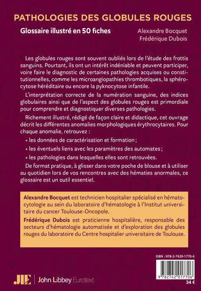 Pathologies des globules rouges, Glossaire illustré en 50 fiches (9782742017706-back-cover)