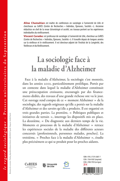 La sociologie face à la maladie d'Alzheimer (9782757438077-back-cover)