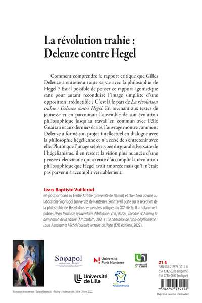 La révolution trahie : Deleuze contre Hegel (9782757439128-back-cover)