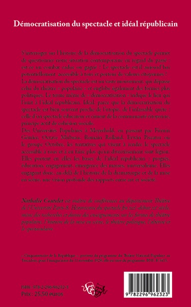 Démocratisation du spectacle et idéal républicain (9782296962323-back-cover)