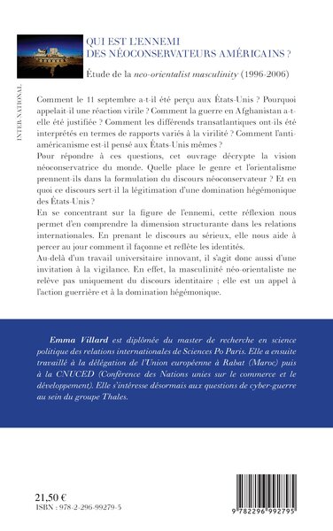 Qui est l'ennemi des néoconservateurs américains ?, Etude de la neo-orientalist masculinity (1996-2006) (9782296992795-back-cover)