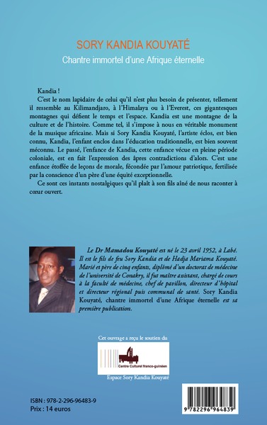 Sory Kandia Kouyaté, Chantre immortel d'une Afrique éternelle (9782296964839-back-cover)