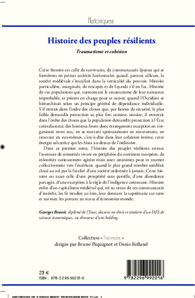Histoire des peuples résilients (tome 1), Traumatisme et cohésion VIe-XVIe siècle (9782296992016-back-cover)
