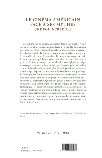 Cycnos, Le cinéma américain face à ses mythes, Une foi incrédule - N° 2 - 2012 (9782296998056-back-cover)